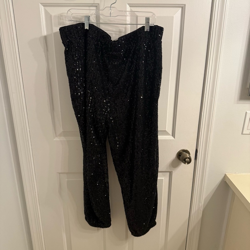 New!! Elegant Black Sequin Pull On Pants LOFT - Picture 4 of 4